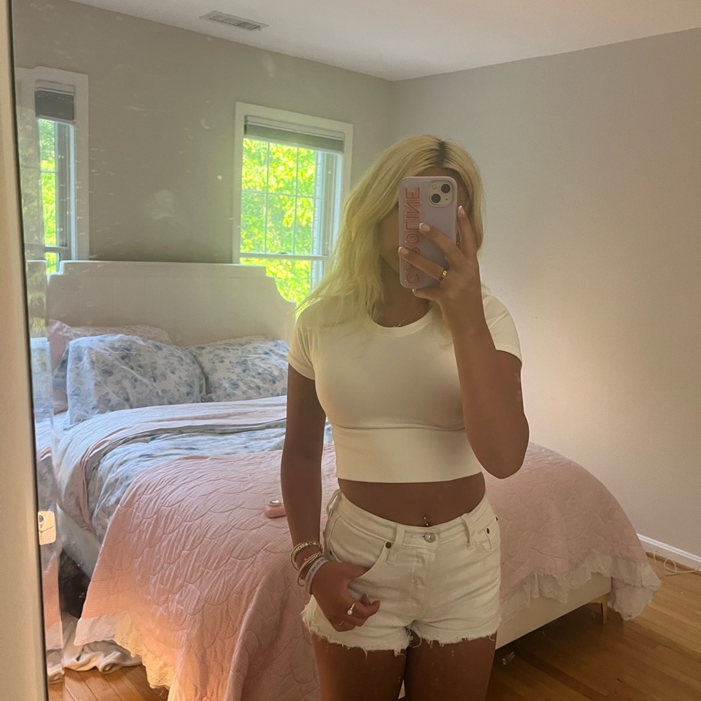 Aerie Fitted Crop Top with Short Sleeves